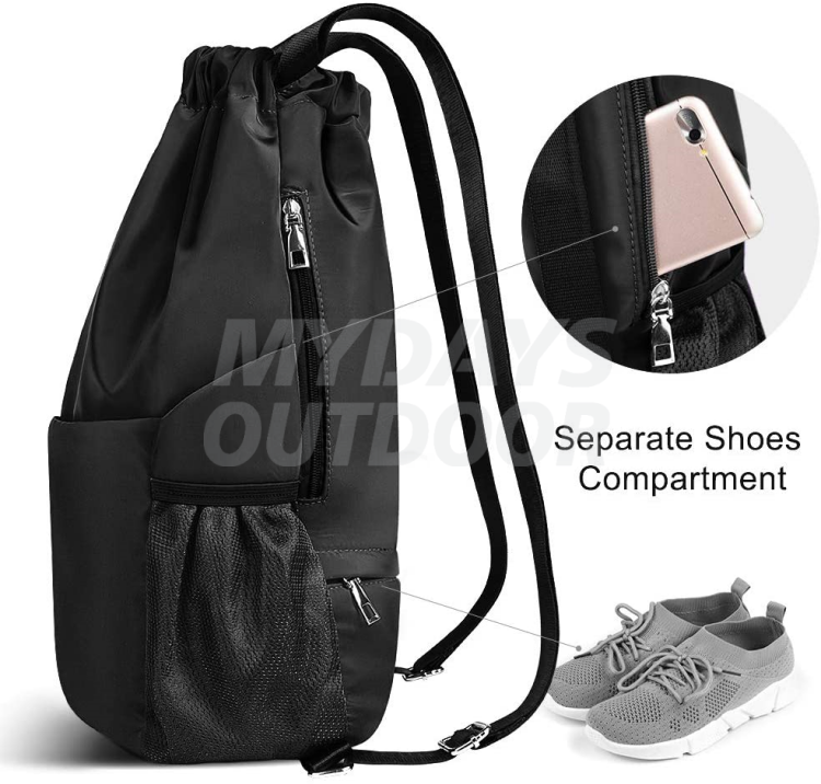 Рюкзак для спортзала с отделением для обуви Водонепроницаемый нейлоновый большой рюкзак для хранения снаряжения MDSSB-3